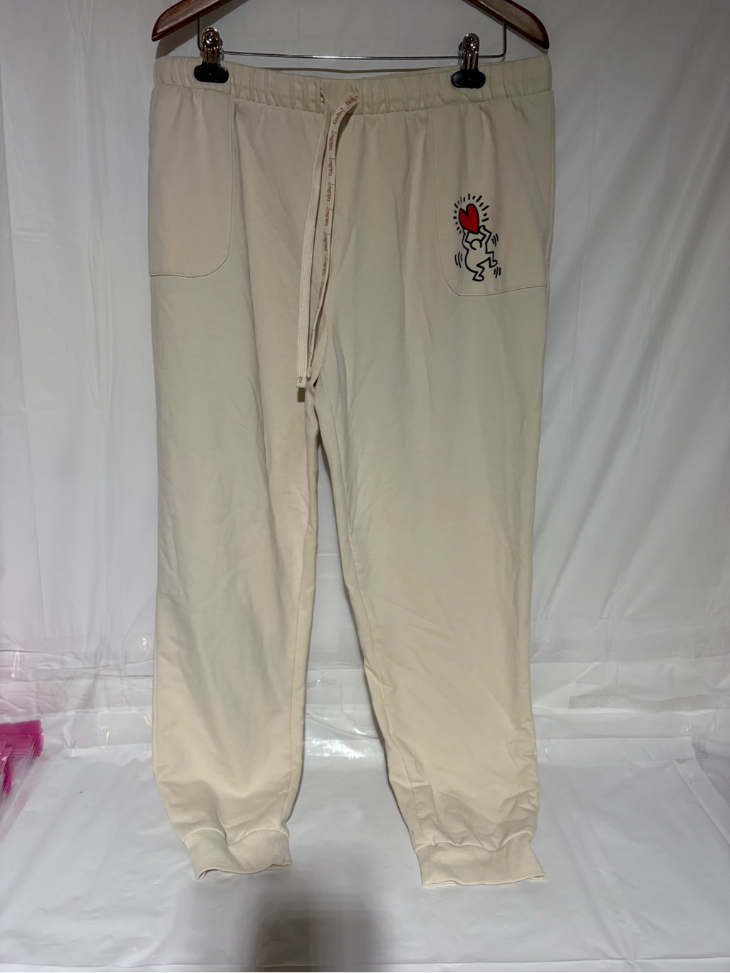 Keith Haring Cream Graphic Heart Sweat Joggers